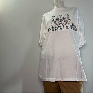 Embroidered Persian Cat Graphic Tee Unisex White GRS dogs